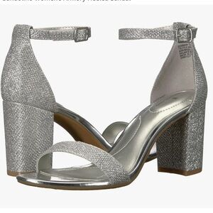 Bandolino Armory Chunky Heel Silver Metallic Sandal 9.5M